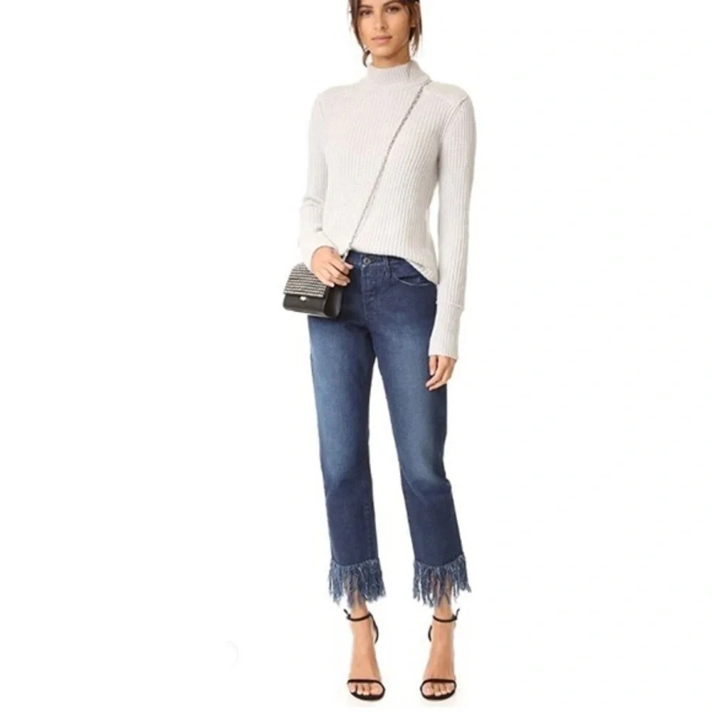 3x1 Jeans Fringe Straight Crop Jean